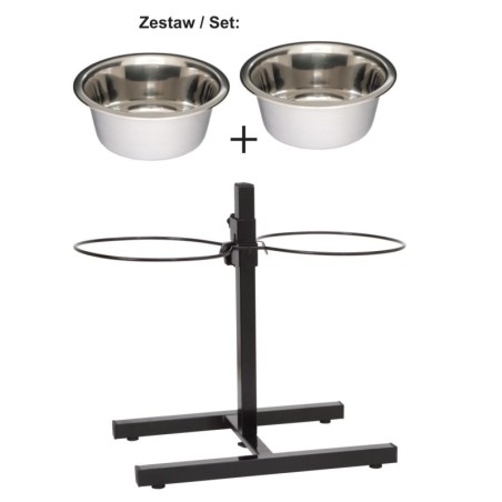 STOJAK REGULOWANY Z MISKAMI 1,8L MALOWANY