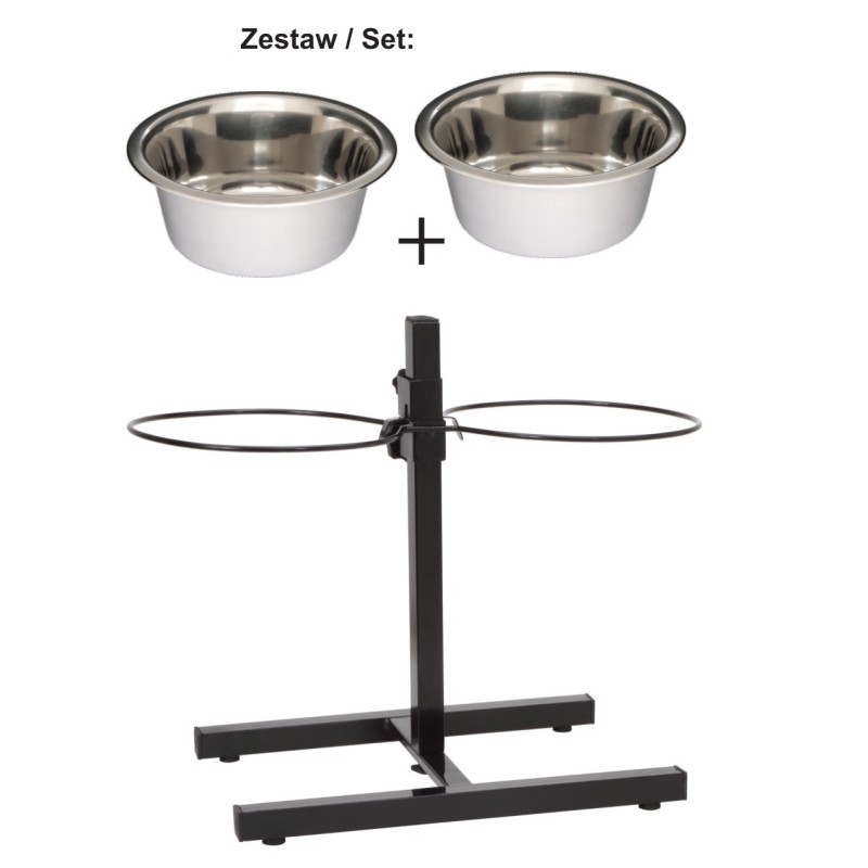 STOJAK REGULOWANY Z MISKAMI 4,7 L MALOWANY