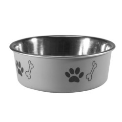 Miska antypoślizgowa z nadrukiem, szara, M (0,45 l)