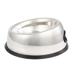 Miska, dla psa, owalna, stal nierdzewna, antypoślizgowa z podwyższoną ścianką, 990 ml