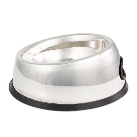 Miska, dla psa, owalna, stal nierdzewna, antypoślizgowa z podwyższoną ścianką, 990 ml