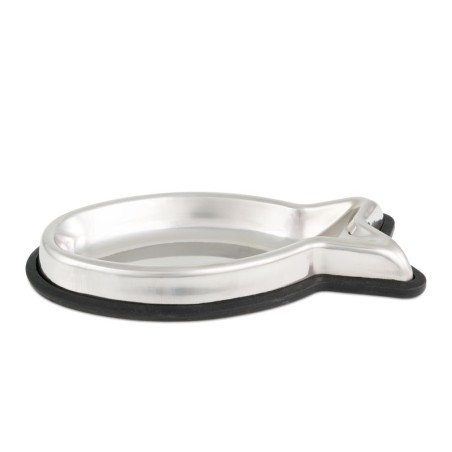 Miska, dla kota, kształt ryby, stal nierdzewna, 160ml, podstawka antypoślizgowa