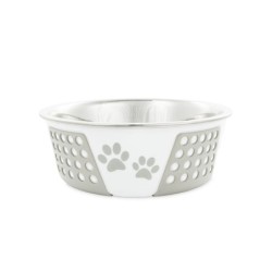 Miska, dla psa, szara, nadruk łapa, stal nierdzewna, antypoślizgowa,17cm, 900ml