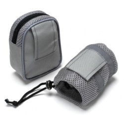 Pas biodrowy do biegania, z amortyzowaną smyczą, szary, M, pasek dł. 80-104cm, saszetka (10x5x13cm), smycz dł.145-200 cm