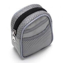 Pas biodrowy do biegania, z amortyzowaną smyczą, szary, M, pasek dł. 80-104cm, saszetka (10x5x13cm), smycz dł.145-200 cm