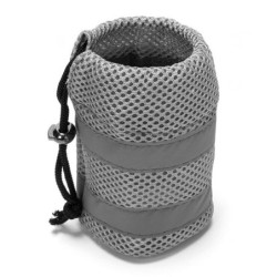 Pas biodrowy do biegania, z amortyzowaną smyczą, szary, M, pasek dł. 80-104cm, saszetka (10x5x13cm), smycz dł.145-200 cm