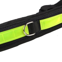 Pas biodrowy do biegania z amortyzowaną smyczą, czarny, M, pasek dł. 80-104cm, saszetka (10x5x13cm), smycz dł.145-200 cm