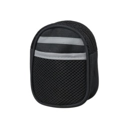 Pas biodrowy do biegania z amortyzowaną smyczą, czarny, L, pasek dł. 80-104cm, saszetka (18x5,5x10cm), smycz dł. 145-200 cm