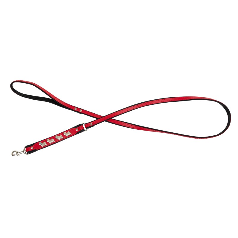 Smycz dla psa, wzór pieski west, 10MM/120CM czerwona