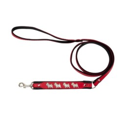 Smycz dla psa, wzór pieski west, 10MM/120CM czerwona