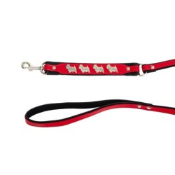 Smycz dla psa, wzór pieski west, 10MM/120CM czerwona