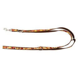 Smycz dla psa, wzór jesień, regulowana, taśma, 10MM/220CM brązowa