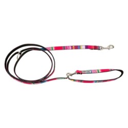 Smycz dla psa, wzór mozaika, regulowana, 16MM/220CM różowa