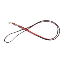 Smycz regulowana skórzana dla psa, czerwony/czarny, XS-S, 12mm/200cm