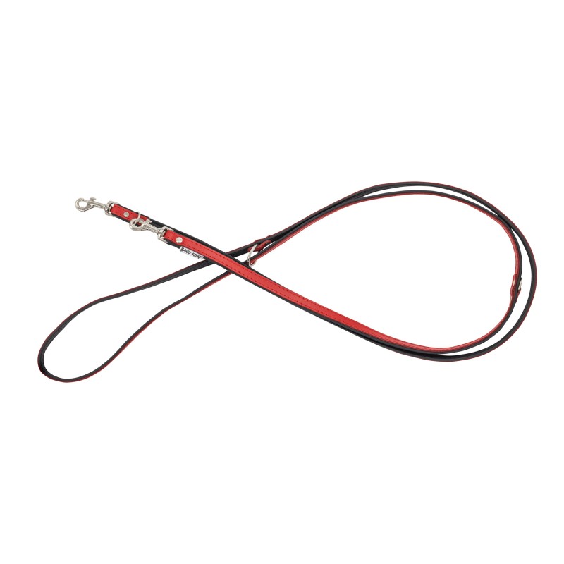 Smycz regulowana skórzana dla psa, czerwony/czarny, M-L, 20mm/200cm