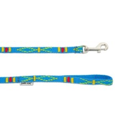 Smycz dla psa, błękitna, wzór etniczny, taśma polipropylenowa, 16mm/120cm