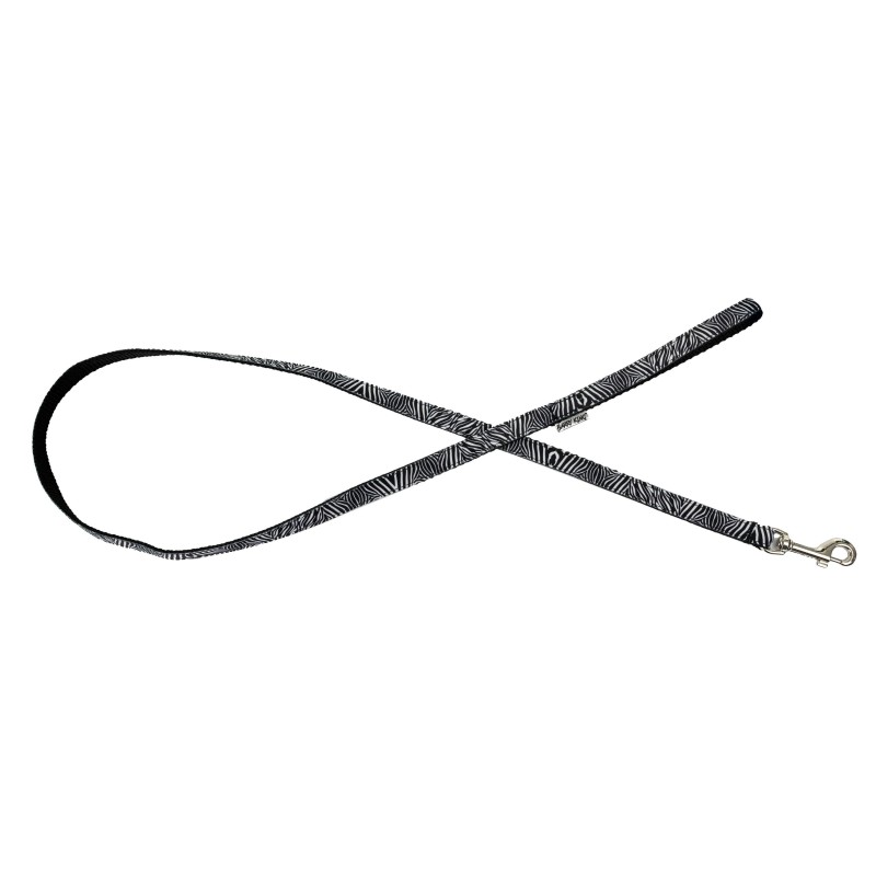 Smycz dla psa, czarno-biała zebra, taśma polipropylenowa, 16mm/120cm