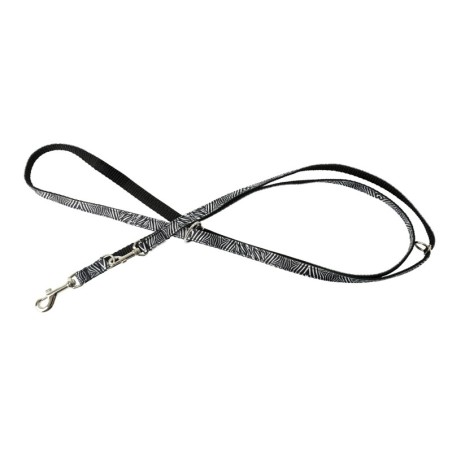 Smycz regulowana dla psa, czarno-biała zebra, taśma polipropylenowa, 16mm/220cm