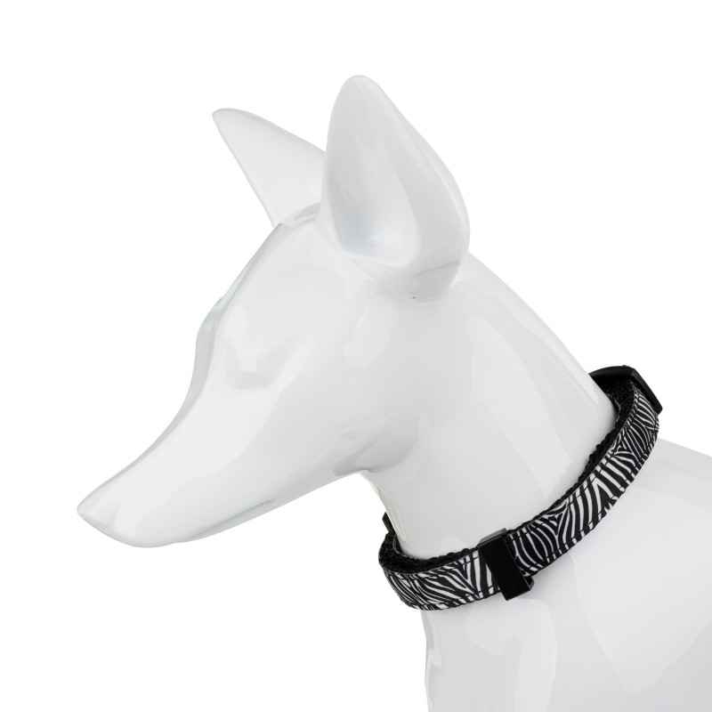 Obroża dla psa, czarno-biała zebra, taśma polipropylenowa, 16mm/30-47cm