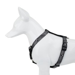 Szelki dla psa, czarno-biała zebra, taśma polipropylenowa, 16mm/30-60cm