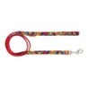 Smycz dla psa, czerwona, wzór picasso, taśma polipropylenowa, 16mm/120cm