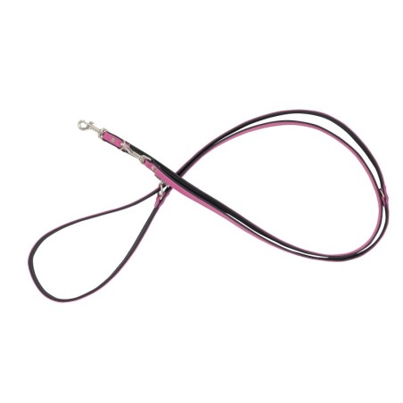Smycz regulowana skórzana dla psa, różowy/czarny, M-L, 20mm/200cm