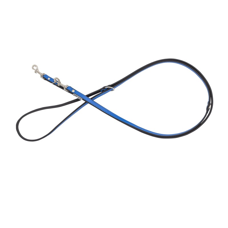 Smycz regulowana skórzana dla psa, niebieski/czarny, XS-S, 12mm/200cm