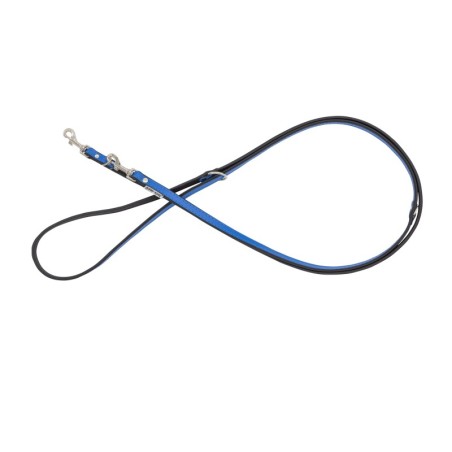 Smycz regulowana skórzana dla psa, niebieski/czarny, XS-S, 12mm/200cm