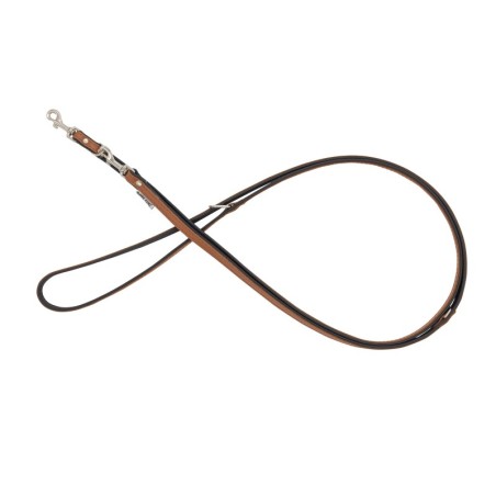 Smycz regulowana skórzana dla psa, koniak/czarny, XS-S, 12mm/200cm