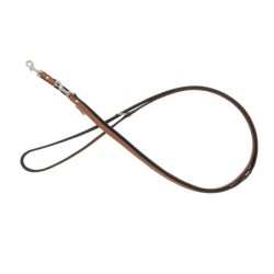 Smycz regulowana skórzana dla psa, koniak/czarny, M-L, 20mm/200cm