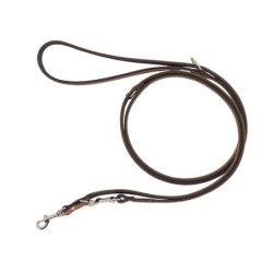 Smycz regulowana skórzana dla psa, koniak/czarny, M-L, 20mm/200cm