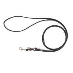 Smycz regulowana skórzana dla psa, szary/czarny, XS-S, 12mm/200cm