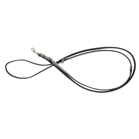 Smycz regulowana skórzana dla psa, szary/czarny, M-L, 20mm/200cm