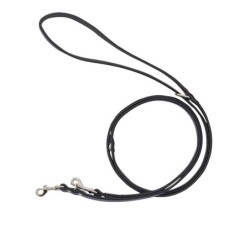 Smycz regulowana skórzana dla psa, granatowy/czarny, XS-S, 12mm/200cm