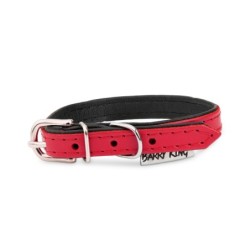Obroża skórzana dla psa, czerwony/czarny, XS-S, 12mm/35cm