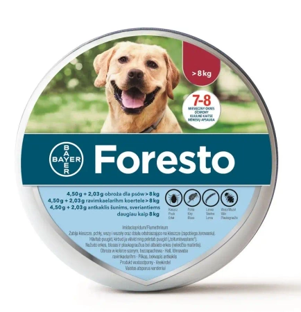 FORESTO 4,50 g + 2,03 g obroża dla psów o masie ciała powyżej 8 kg