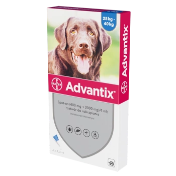 ADVANTIX SPOT - ON 4,0 ml 4 TUBY (25 do 40 kg) (roztwór zewnętrzny)