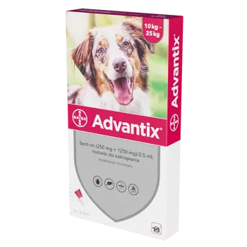 ADVANTIX SPOT - ON 2,5 ml 4 TUBY ( 10-25 kg ) ( roztwór zewnętrzny )