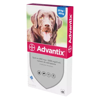 ADVANTIX SPOT - ON 4,0 ml 4 TUBY (25 do 40 kg) (roztwór zewnętrzny)