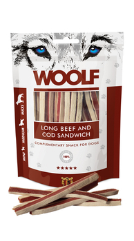 WOOLF LONG BEEF AND COD SANDWICH 100g 1036