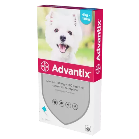 ADVANTIX SPOT - ON 1 ml 4 TUBY ( 4 -10 kg ) ( roztwór zewnętrzny )