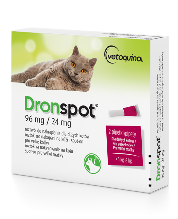 DRONSPOT 1,12ml 96mg/24mg Krople do Odrobaczania Kotów od 5kg do 8 kg 